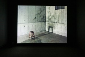 Takashi Ishida, 'Burning Chair' (2013). Installation view: Sharjah Biennial 13, ‘Tamawuj,’ Sharjah, UAE (10 March–12 June 2017). © Ocula. Photo: Charles Roussel.